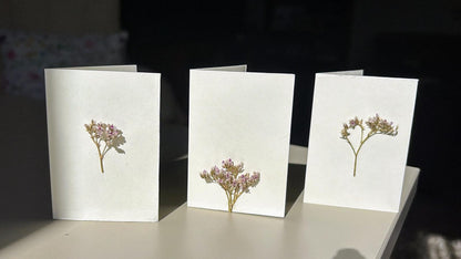 Colecție de felicitări cu flori naturale presate realizate manual